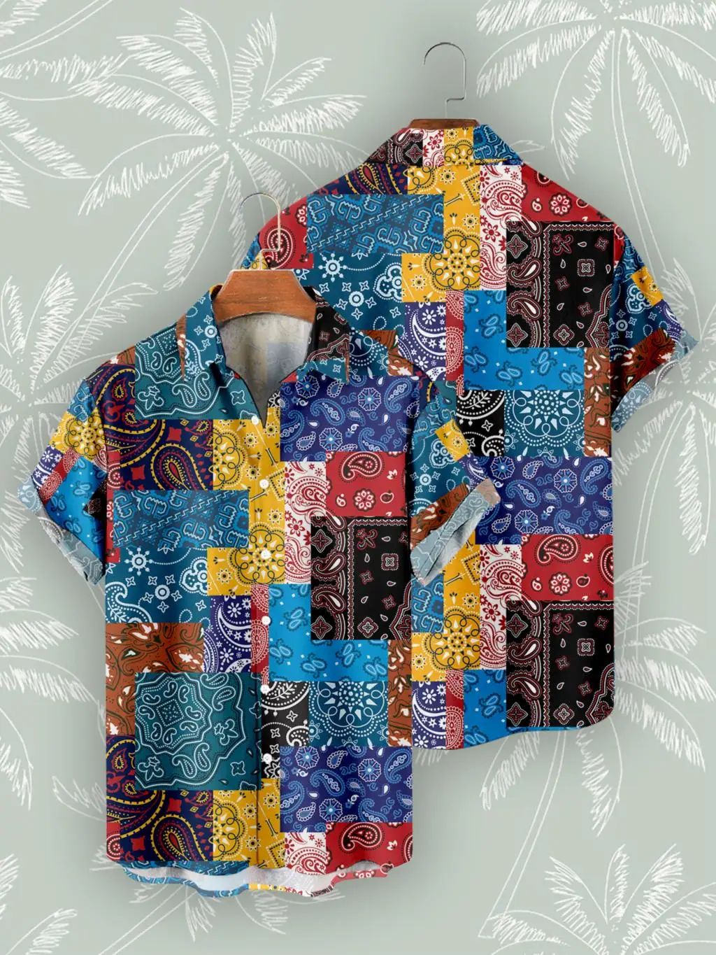 

Paisley Patchwork Print Fashion Shirt Summer High Quality Short Sleeve Chemise Homme Hawaiian Oversized Shirts for Men 2023 Tops