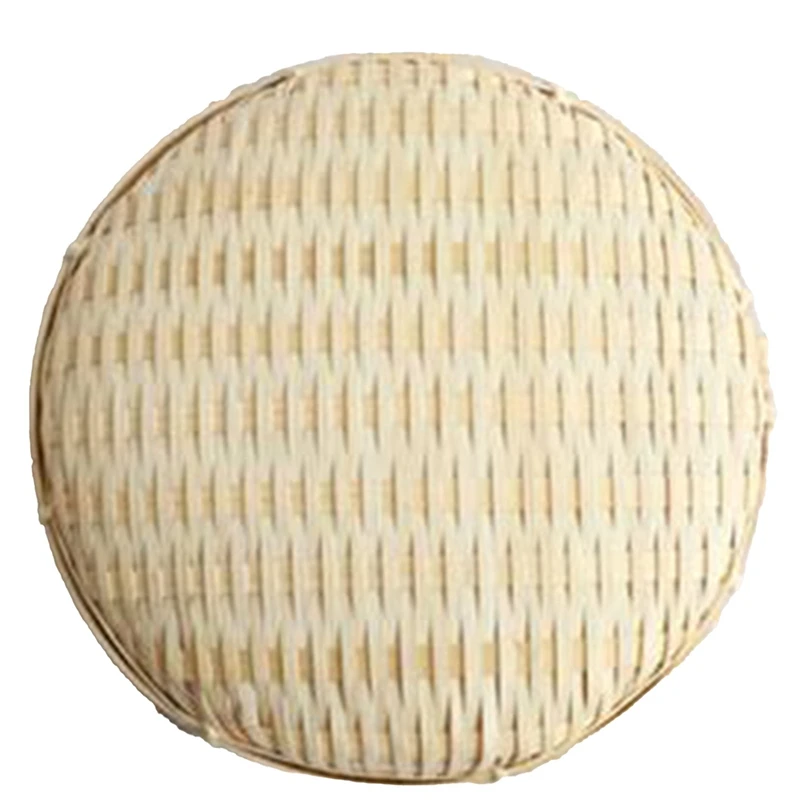 

6X Bamboo Weaving Straw Baskets Tier Rack Wicker Fruit Bread Food Storage Round Plate Stand Single Layer