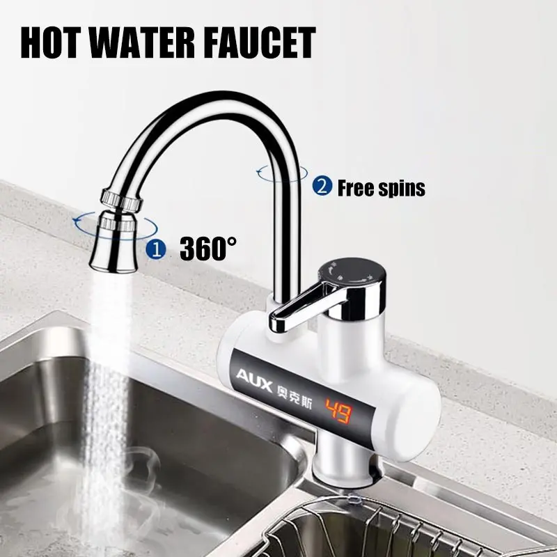 3000W Electric Hot Water Faucet Heater Instant Heating Kitchen Treasure Tap Digital Display Hot Cold Dual-use Water Heater