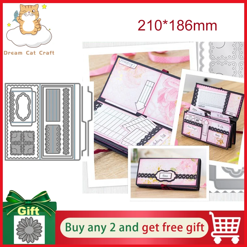 

Lists Calendar Memo Cards Storage Wallet Ultimate Organiser Metal Cutting Dies Cut Mold Scrapbooking Paper Crafts Punch Stencils