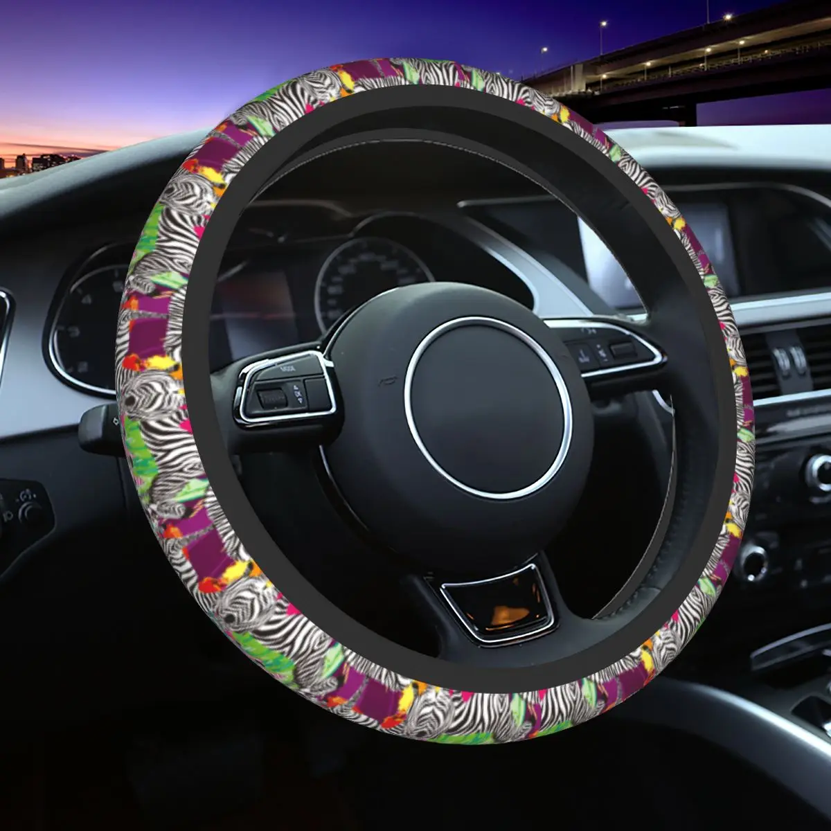 

Чехлы на руль автомобиля 37-38, универсальные модные украшения для руля в виде зебры, с красочным рисунком животных