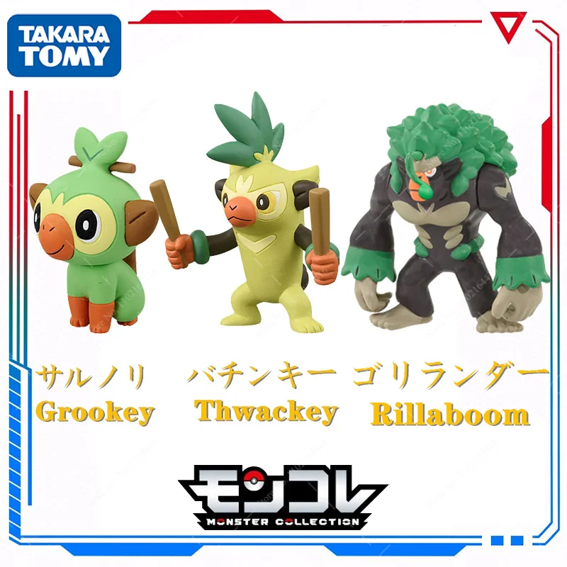 TAKARA TOMY оригинальный покемон аниме фигурки канакки Thwackey Rillaboom серии MS милые карманные монстры куклы ПВХ детские интересные игрушки