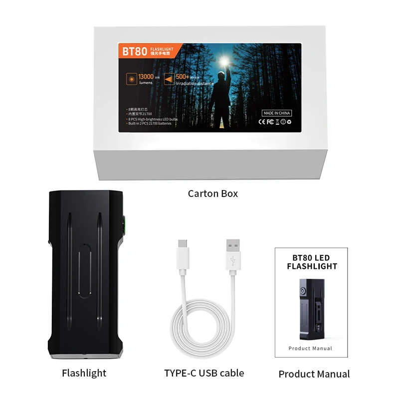 Фонарик с фитилем мощность 8 шт. 13000 лм 100 Вт мощный перезаряжаемый фонарь