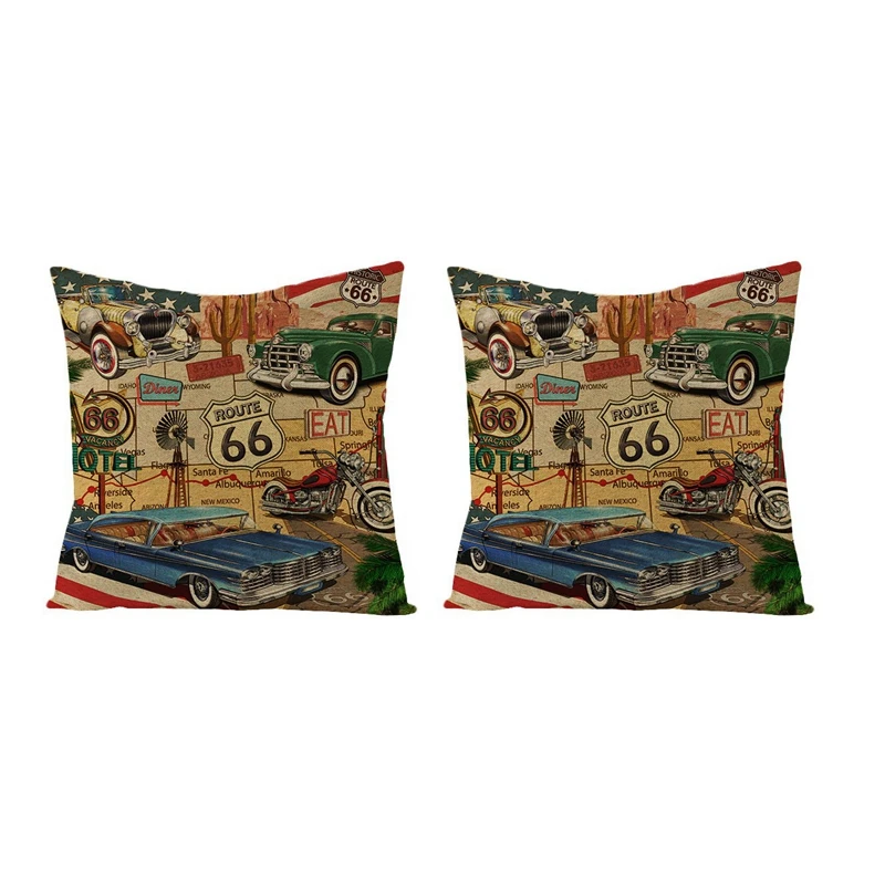 

LBER 2022 Retro American Pillowcase Printed Pillow Home Living Room Sofa Printed Pillow N