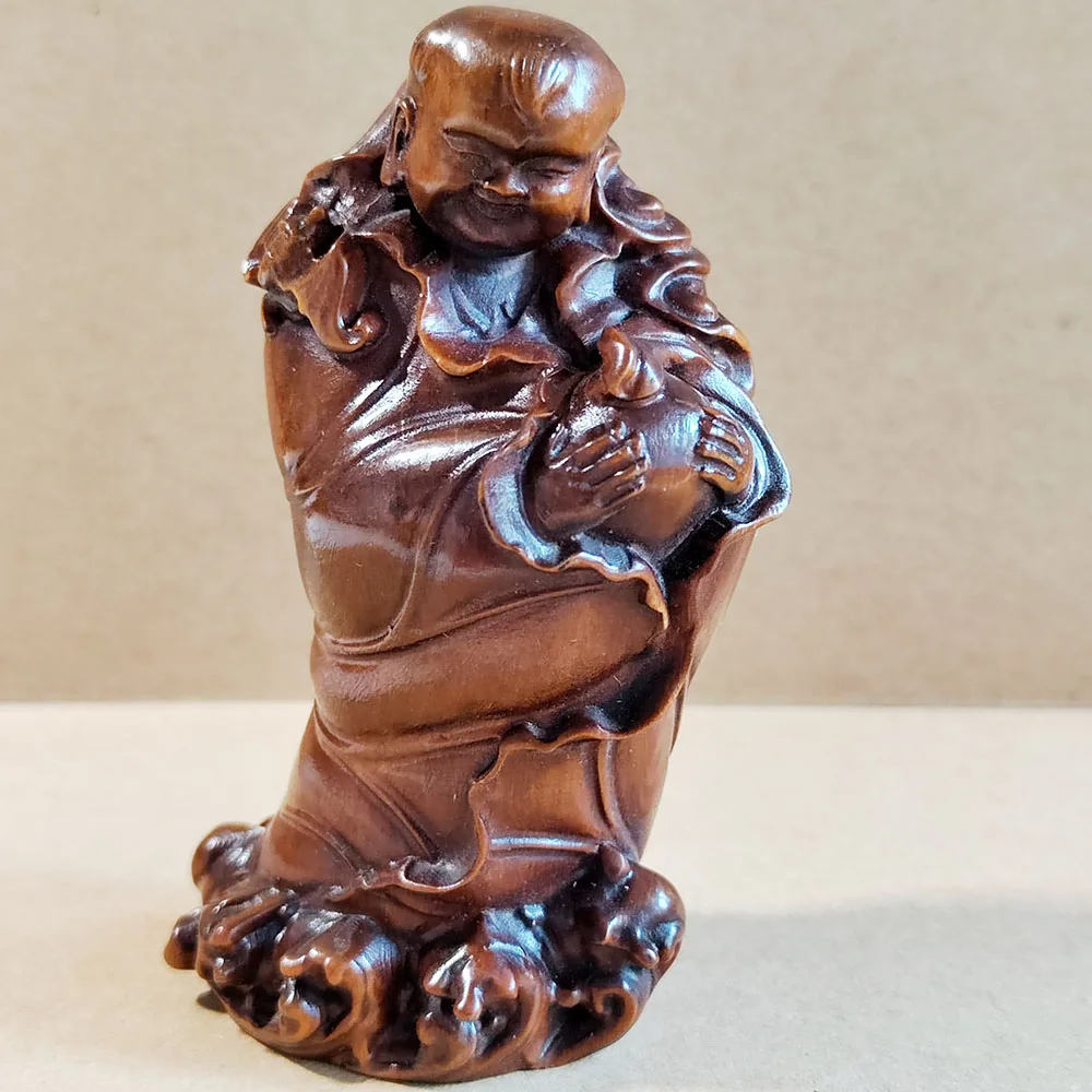 

ZQ062 - 9 x 4 x 4 CM Hand Carved Boxwood Figurine Carving - Buddha Boy Monk