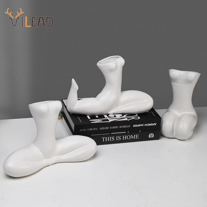 

Vilead Nordic Ceramic Female Body Yoga Shape Vase Flower Body Pot Art Ornament for Desktop Living Room Table Porch Balcony