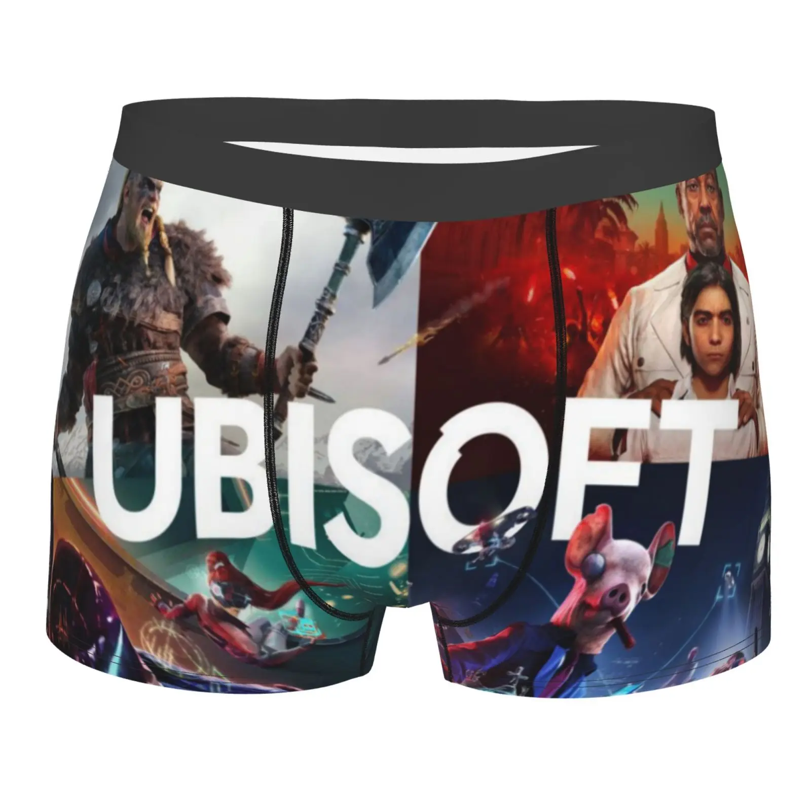 

Ubisoft 4099 Boxer Briefs Men Funny Boxershorts Men Sexy Mens Underwear Male Black Junior Girls Boxer Mujeres Sports Polyester