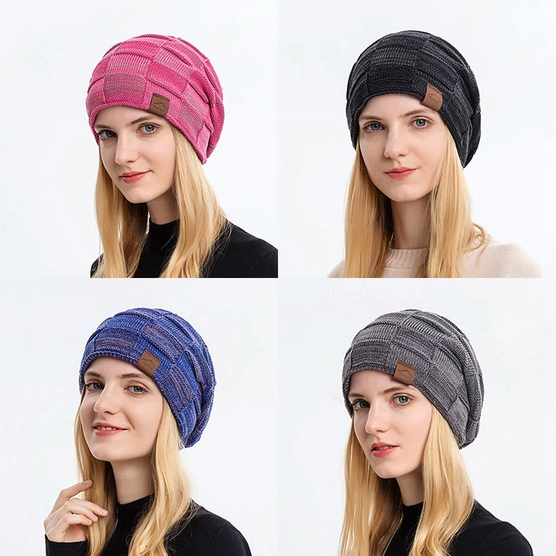 Зимние облегающие шапки для женщин и мужчин теплая вязаная шапка с черепом