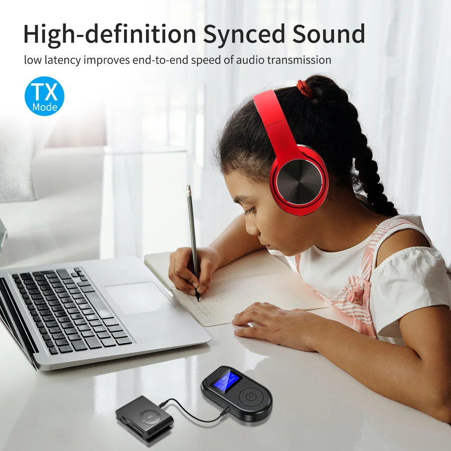 Приемник-передатчик Grwibeou BT11 Bluetooth 3 в 1 беспроводной адаптер 5 0 с дисплеем для