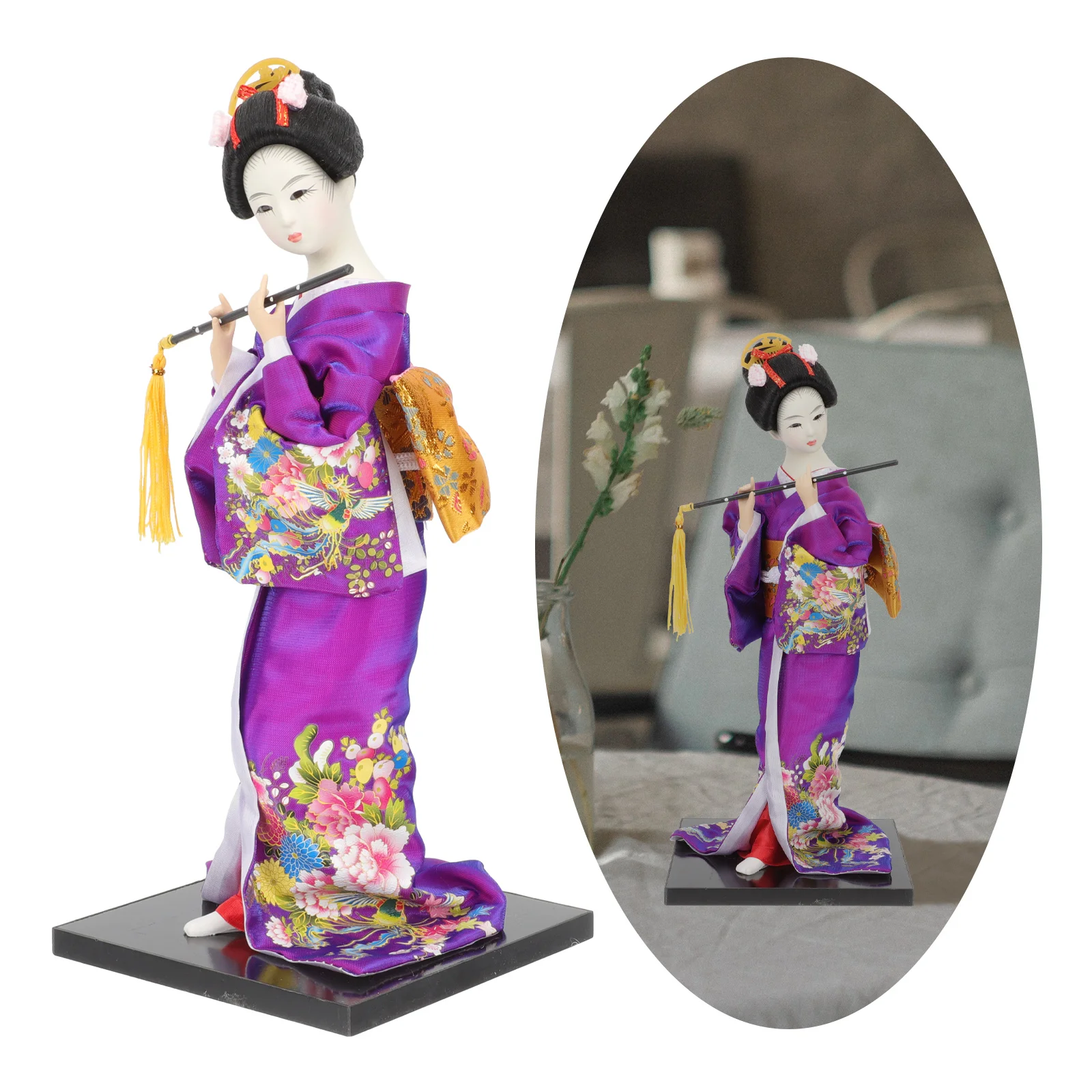 

Japanese Kimonogeisha Figurine Ornament Home Gadgets Japan Kokeshi Decorasian Oriental Desktop Statue Figure Ethnic Decoration