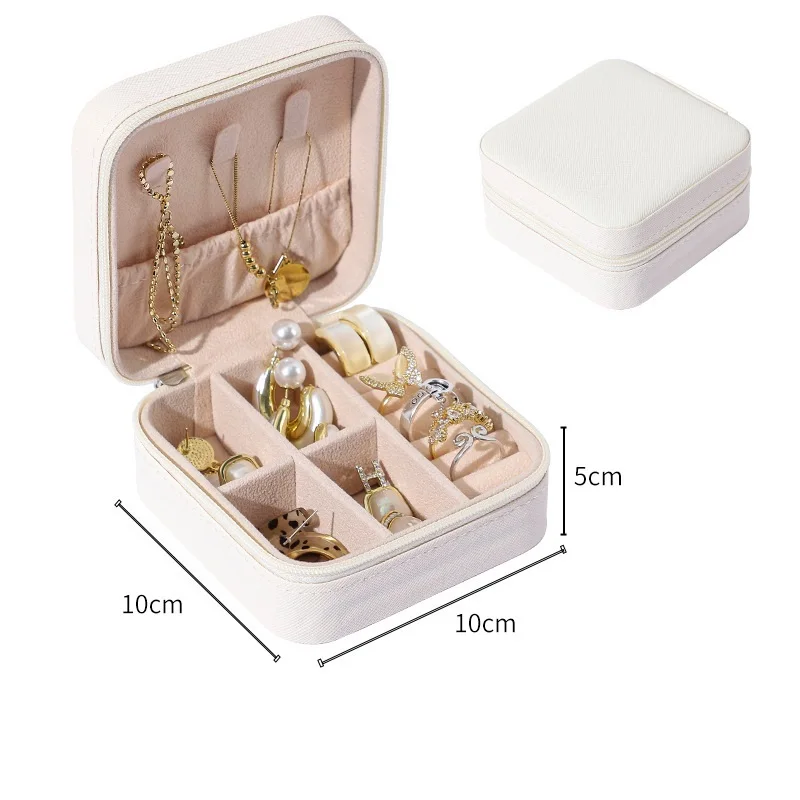 PU Leather Jewelry Package Box With Many Compartments Multiple Colorways Zipper Closure For Easy Storage Best Gift For Women