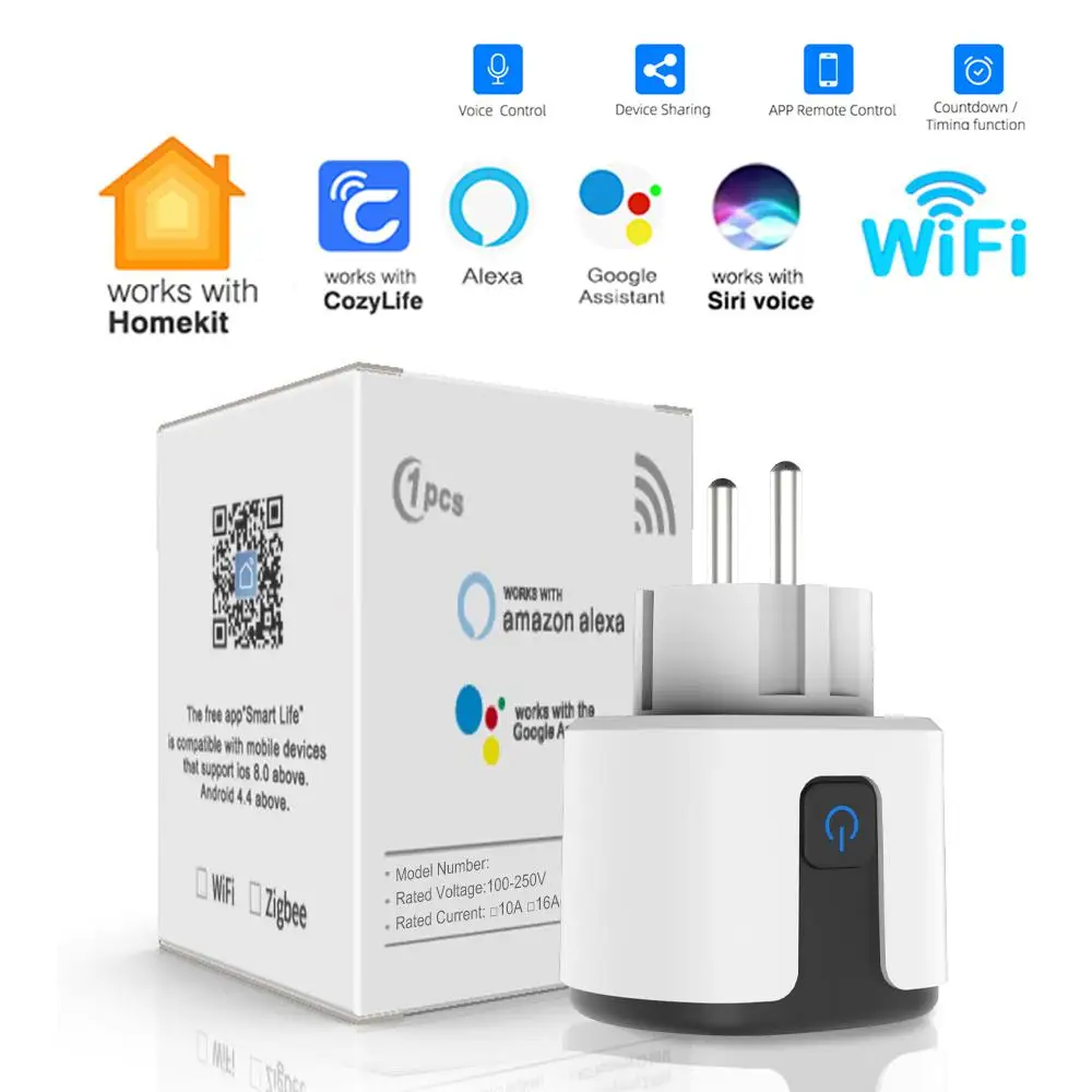 

Умная розетка с Wi-Fi, 16 А/20 А, с монитором питания