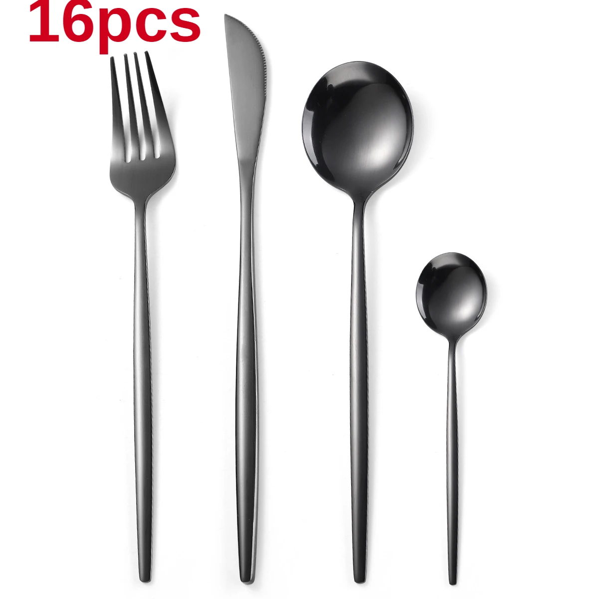 

304 Stainless Steel Black Tableware Set Lunch Cutry Set 16pcs Fork Spoon Knife Mirror Polished Dinnerware Rainbow Dinner Set