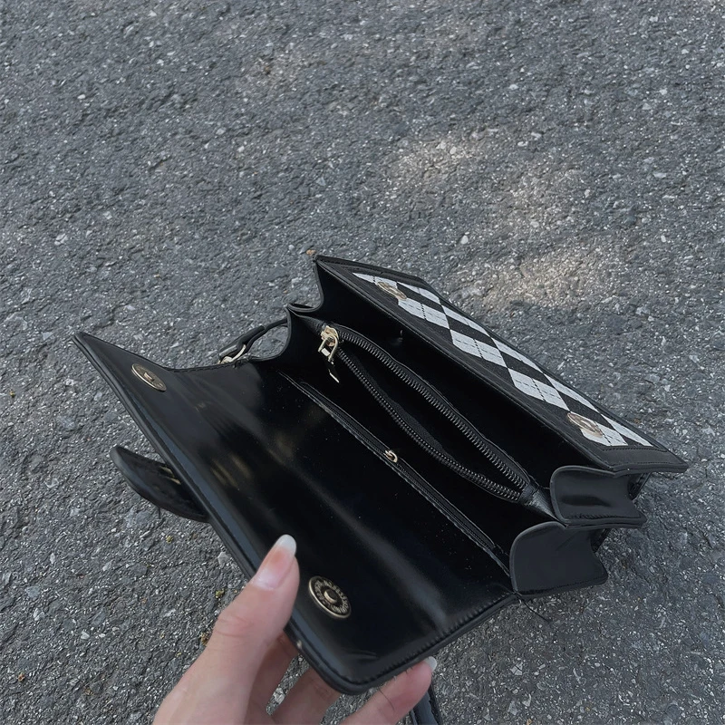 2022 New Vintage Diamond Lattice Square Bag  Handbag Women Messenger Bags Korean Fashion Bags Y2k  Shoulder Chain Crossbody Bag