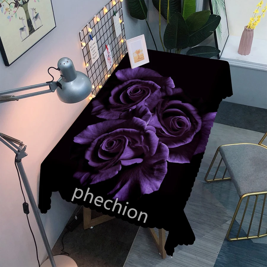 Красная роза 3D Печатный обеденный стол искусственная ткань прямоугольная и