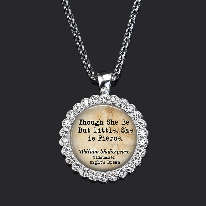 Цитата Шекспира ожерелье с подвеской-кабошоном из стекла вдохновляющими