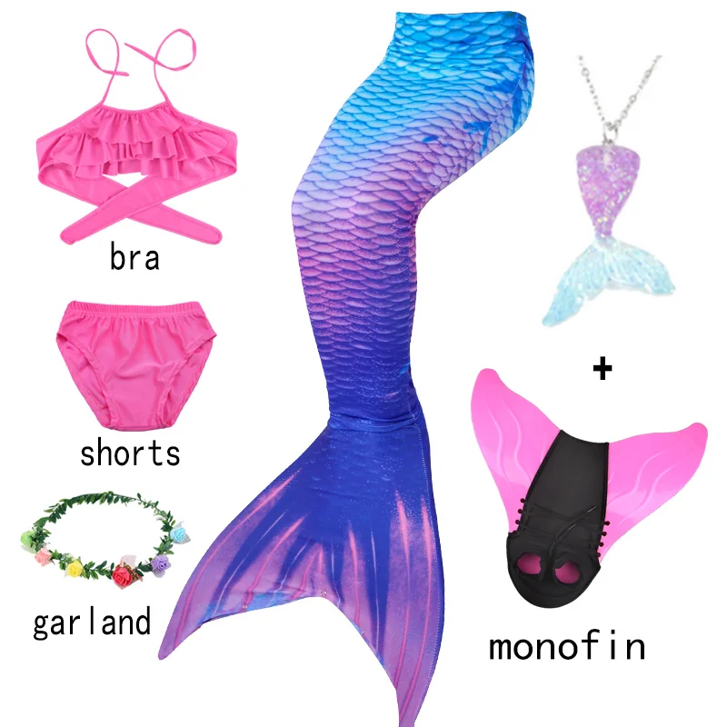 Купальный костюм для девочек с хвостом русалки комплект плавания моноластами