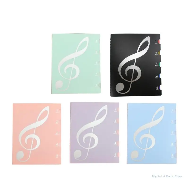 

M17F Music Folder Storage Holder with Color Inner Pages Piano Sheet Clip for Student