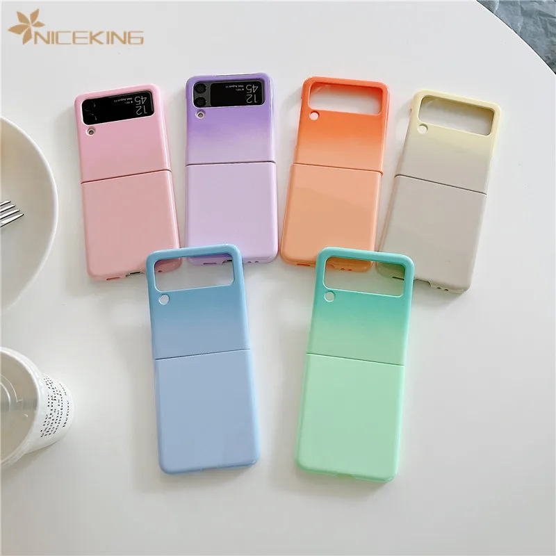 

Phone Cases for Samsung Galaxy Z Flip 4 3 5G Fashion Gradient Color Hard Painted Plastic Cover for Samsung Z Flip3 Flip4