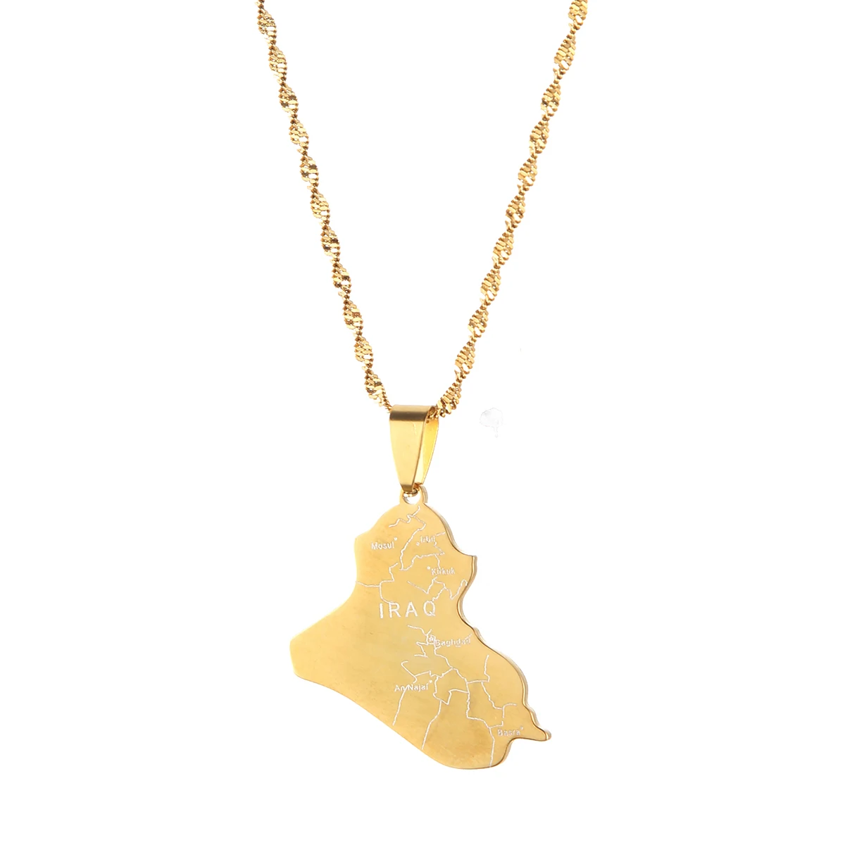 Ожерелье с подвеской в виде карты Ирака серебряного цвета золотой цвет ювелирные