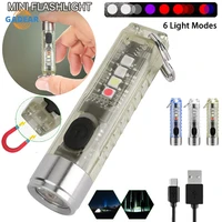 mini keychain flashlight usb rechargeable multifunction ip66 waterproof lamp fluorescent magnetic warning lights camping hiking