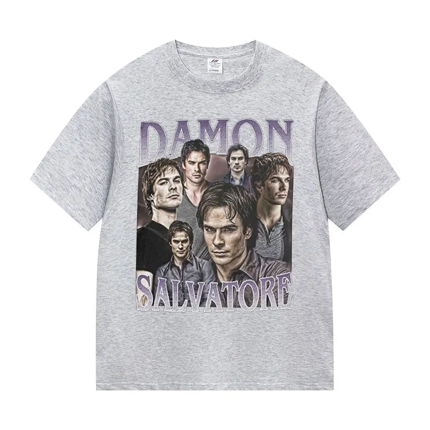 Футболки с рисунком Дэймона Сальваторе 90-х годов сериал Йен Сомерхалдер одежда в