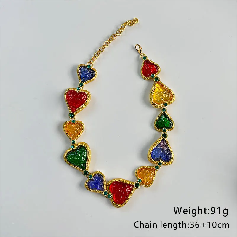 Vintage Exaggerate Love Choker Necklace for Women Bohemia Summer Beach Punk Gothic Crystal Chokers Jewelry Wedding Accessories