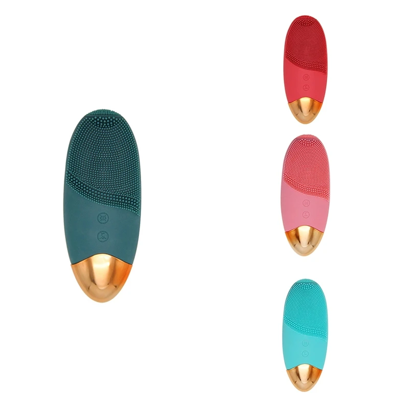 

Electric Heating Face Washing Cleaning Massage Brush Waterproof Silicone Facial Cleansing Devices