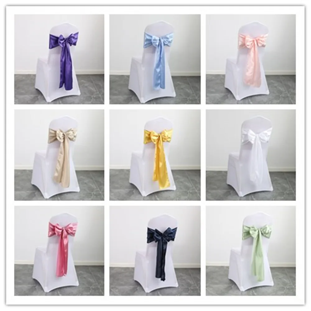 Sashes Bow Wedding Chair Knot Ribbon Diy Ties For Party Event Hotel Banquet Chair Decorations
