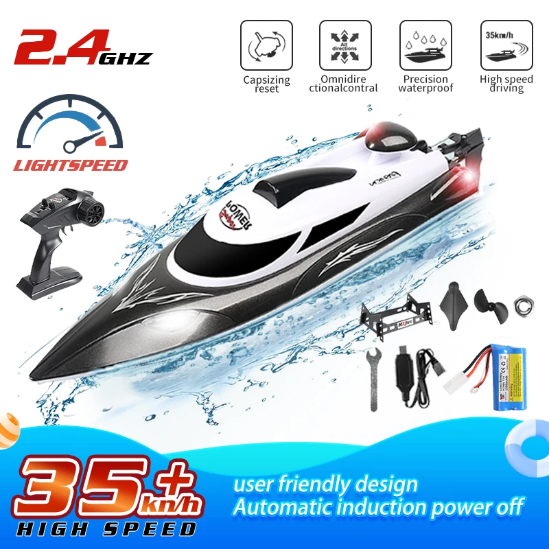 

Скоростная лодка с дистанционным управлением, водные игрушки, навигационная модель, ночная подсветильник ка, дистанционное управление, гре...