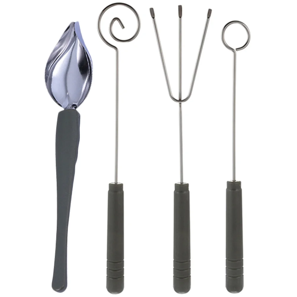 

Plate Tool Household Tools Dessert Decorating Long Handle Chocolate Dipping Set Stainless Steel Chocolate Spoons