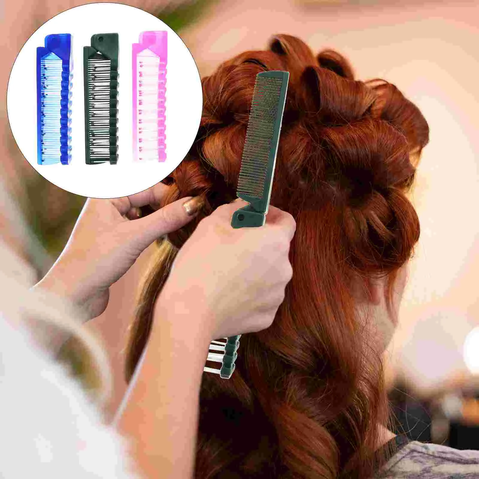 

Hair Comb Brush Brushes Portable Folding Professional Styler Styling Foldable Set Combs Types Purse Wire Metal Salon Hotel