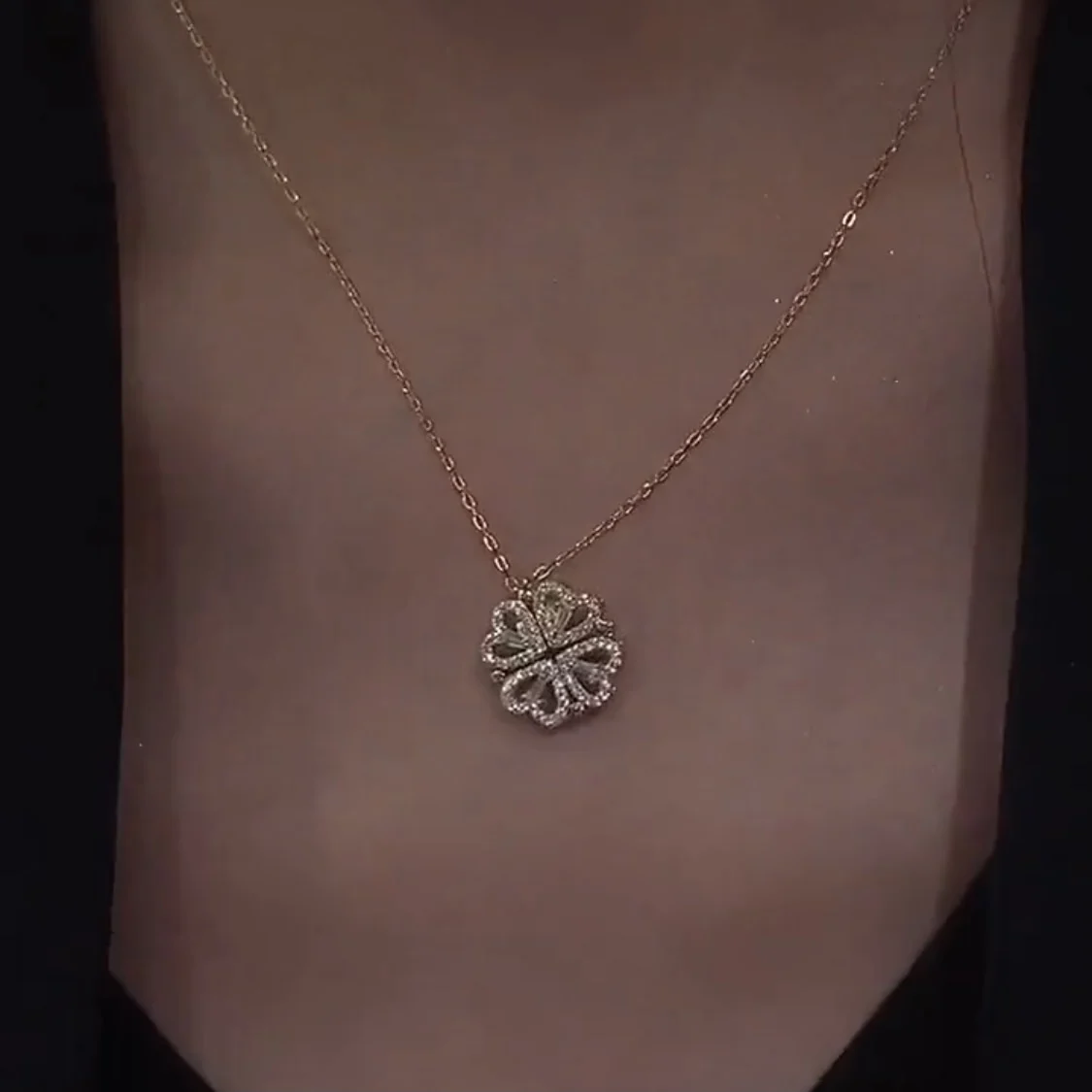 Ожерелье из стерлингового серебра 925 пробы с изображением клевера для женщин два