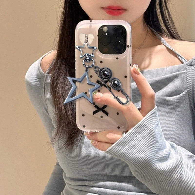 Привлекательная брошь брелок для ключей аксессуар нежный с полой звездой