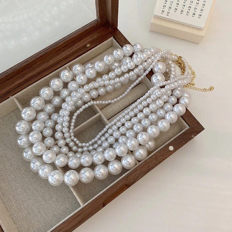 

Ailodo Elegant White Imitation Pearl Beads Choker Clavicle Chain Necklace For Women Party Wedding Jewelry Collar 2022 Girls Gift