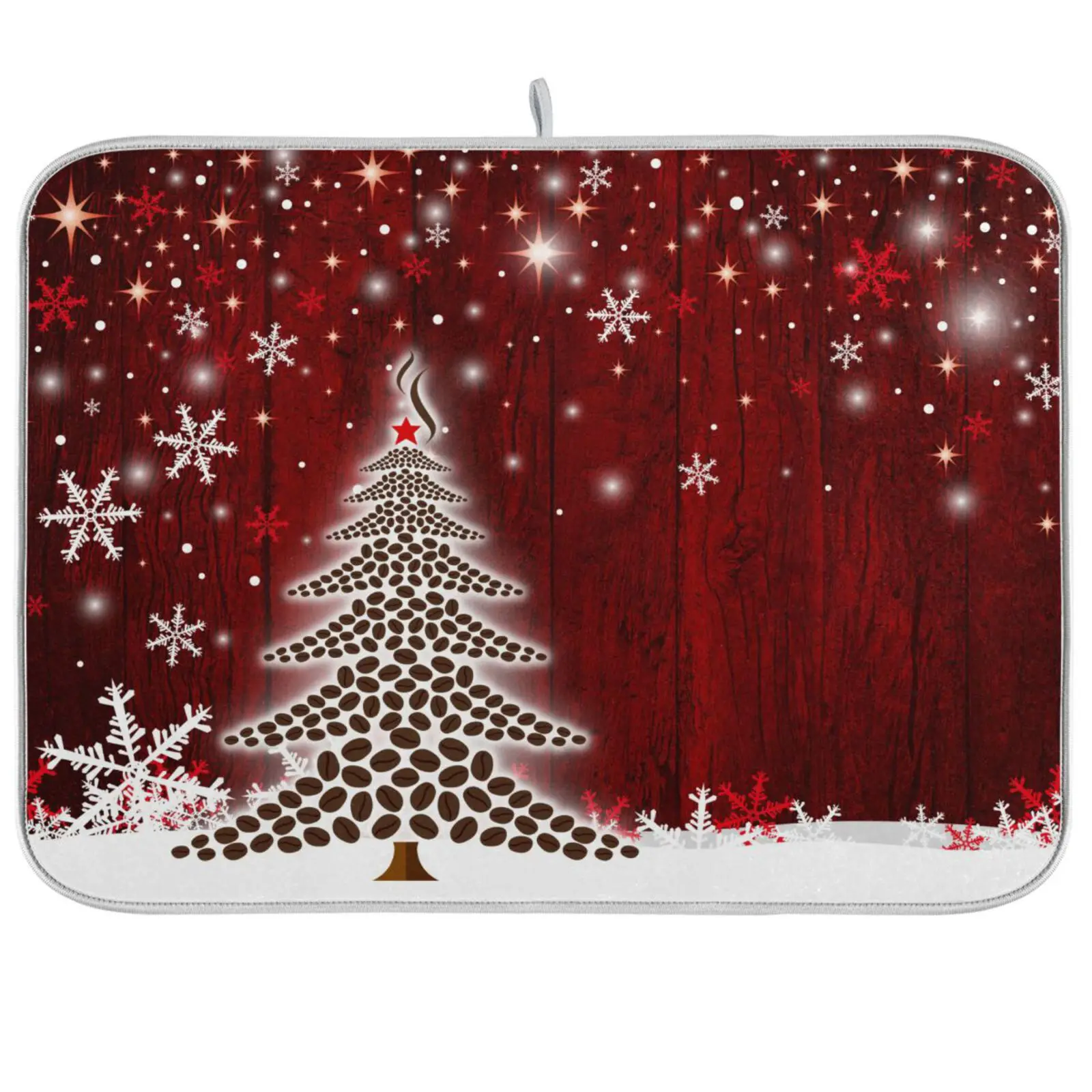 

Christmas Tree Dish Drying Mat Microfiber Super Absorbent Placemat Kitchen Counter Protector Reversible Tableware Pad Dish Mat