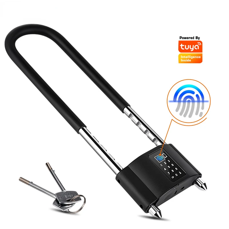 

Waterproof Bluetooth APP Control Bicycle U Shape Lock Smart Bike Lock with TUYA APP Passcode Fingerprint Safe Digital Electronic