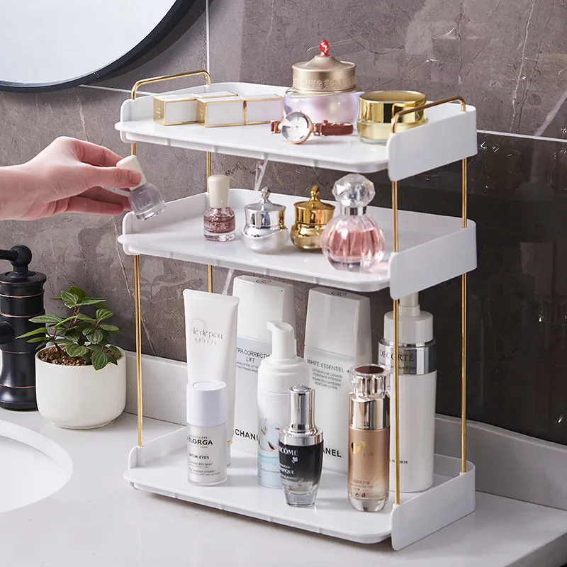 White Simple Luxury Wash Skin Care Product Storage Rack Kitchen Seasoning Table Top Comb Cosmetic Household Supplies