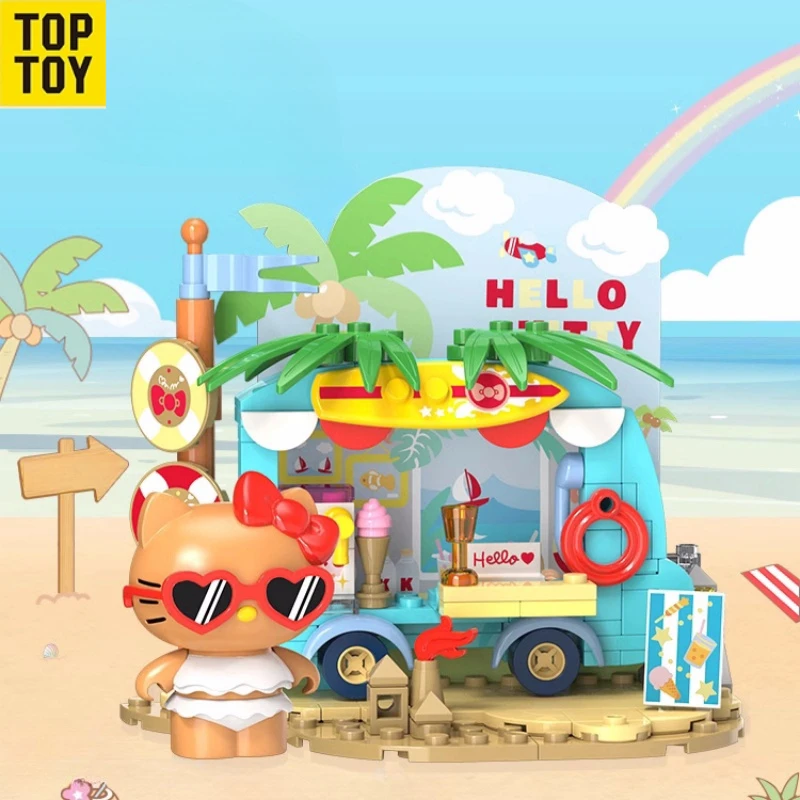 Новинка TOPTOY Sanrio Binhai праздничный Конструктор из черной кожи HELLO KITTY Детская сборка