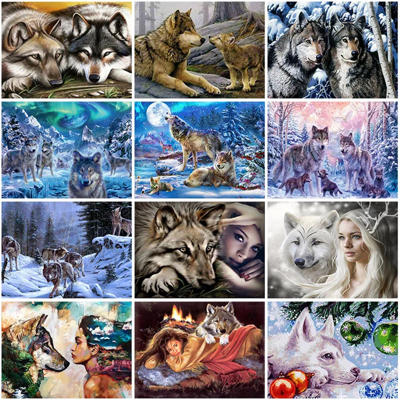 

DIY Wolf 5D Diamond Painting Full Drill Resin Animal Diamond Embroidery Cross Stitch Kits Mosaic Home Decor Wall Art Gift