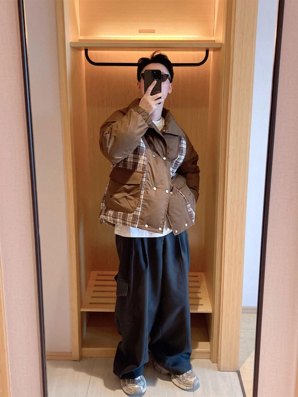 Fan Zhexian новинка зимы 2024 американская винтажная лоскутная куртка с