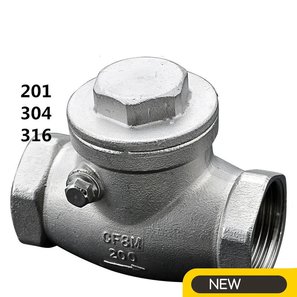 

1/4" 3/8" 1/2" 3/4" 1" 2"-4" BSPT 201 304 316 Stainless Steel One Way No-return Check Swing Horizontal Valve Hard or Soft Seal