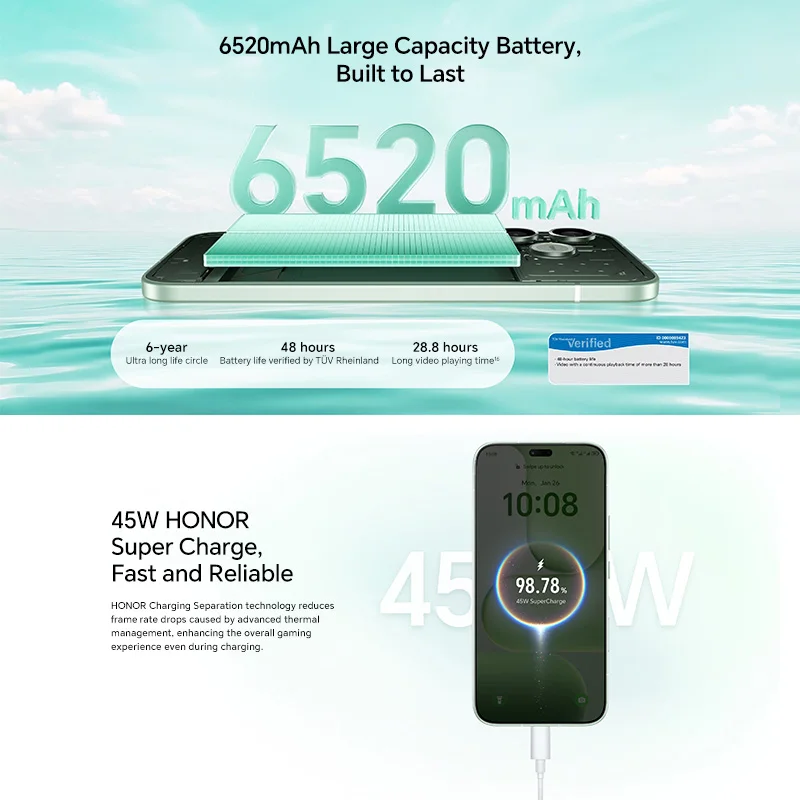 Фото Новая глобальная версия HONOR 600 Lite 5G 8 ГБ+256 ГБ, 6.6'' AMOLED-экран, основная камера 108 МП, 6520 мАч, 45 Вт SuperCharge, NFC №4