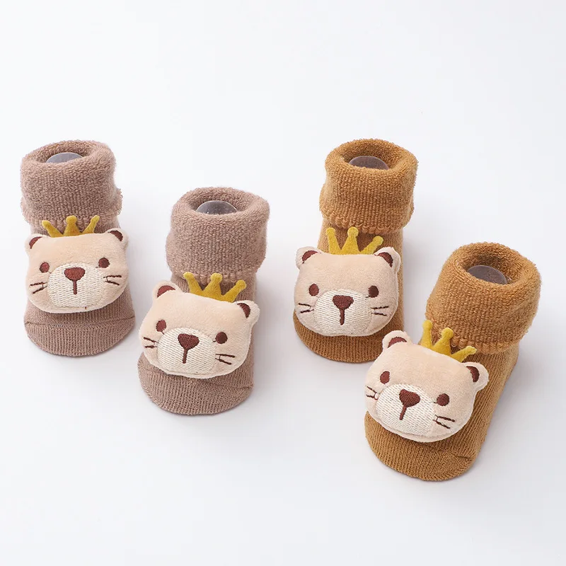 

Осенне-зимние новые детские напольные носки, нескользящие носки с кожаной подошвой для малышей, милые Мультяшные детские толстые хлопковые носки