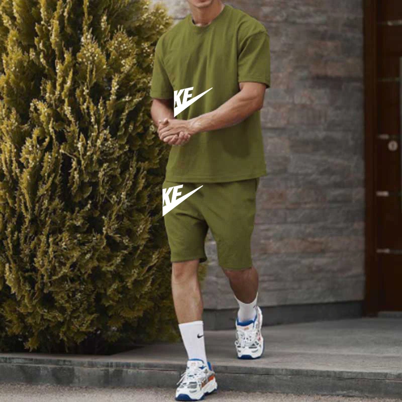 New Men Suit Fashion 2-piece Set Men Street Short Shirts Shorts Pants Casual Oversized Comfortable Clothes Jogging Training Set