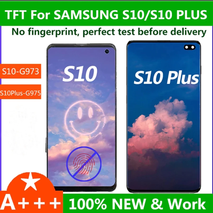 100% Test  S10 incell Frontal LCD For Samsung galaxy S10 Plus G973 SM-G975 Display and Panel Touch Screen Digitizer Replacement