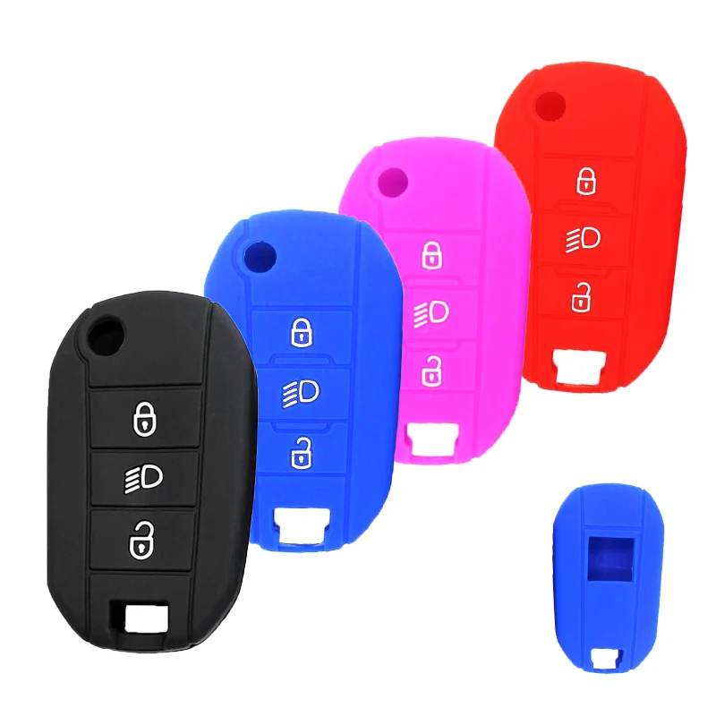 Silicone Flip Folding Key Fob Cover for Peugeot 208 2008 301 308 3008 RCZ 508 408 2008 307 Case for Citroen C3 C4 Berlingo 2021