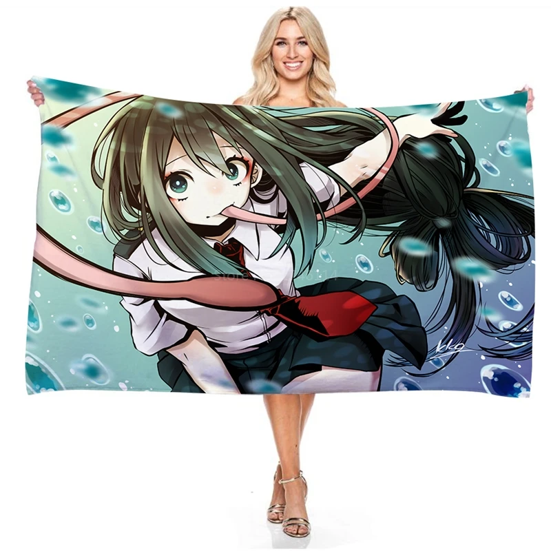 

Anime My Hero Academia Print Beach Towel Kids Girls Cartoon Bath Towel Swimming Surfing Towel Beach Mat Outdoor Portable Blanket