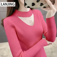 knitwear v neck spring and autumn new slim knitted bottoming shirt ladies 2022 sweater turtle neck women vintage