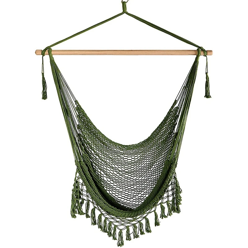 

Hammock Chair Super Large Hanging Chair Soft-Spun Cotton Rope Weaving Chair, Bar Wide Seat Lace Swing Chair Decoration